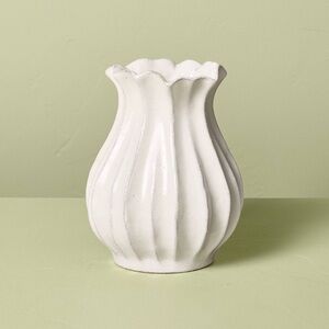 NWT 9" Pleated Ceramic Vase Sour Cream - Hearth & Hand™ with Magnolia